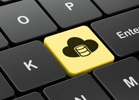 Software concept: Database With Cloud on computer keyboard background Stock Illustration