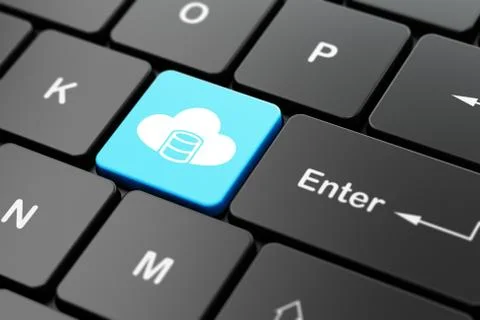Software concept: Database With Cloud on computer keyboard background Illustrazione stock