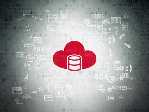 Software concept: Database With Cloud on Digital Paper background 库存插图
