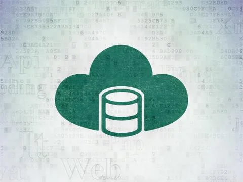 Software concept: Database With Cloud on Digital Paper background Illustrazione stock