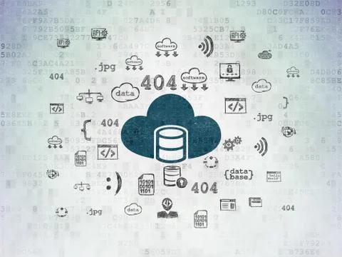 Software concept: Database With Cloud on Digital Data Paper background イラスト素材