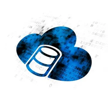 Software concept: Database With Cloud on Digital background Illustrazione stock