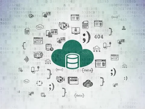 Software concept: Database With Cloud on Digital Data Paper background 库存插图
