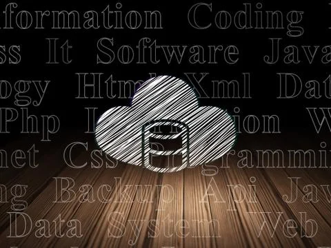 Software concept: Database With Cloud in grunge dark room 스톡 일러스트