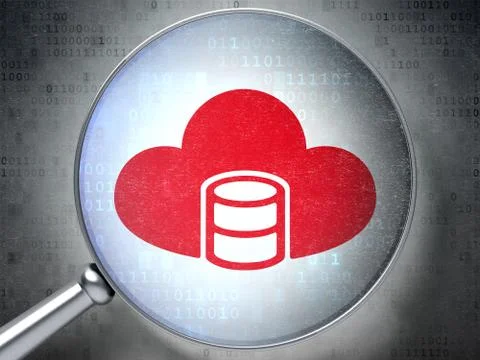 Software concept: Database With Cloud with optical glass on digital background Stock-Illustration