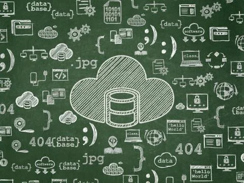 Software concept: Database With Cloud on School Board background Illustrazione stock