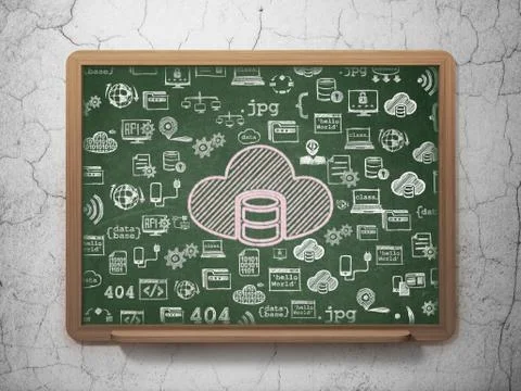 Software concept: Database With Cloud on School Board background Stock-Illustration