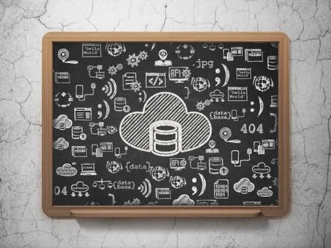 Software concept: Database With Cloud on School board background Stock-Illustration