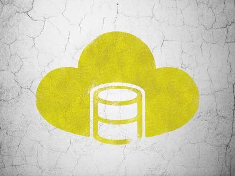Software concept: Database With Cloud on wall background 스톡 일러스트