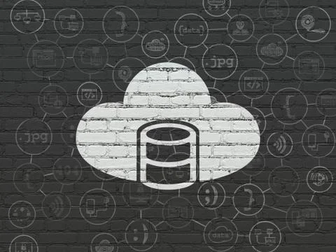 Software concept: Database With Cloud on wall background Stock-Illustration