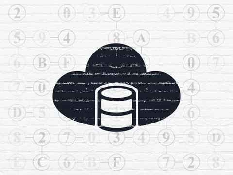 Software concept: Database With Cloud on wall background Stock-Illustration