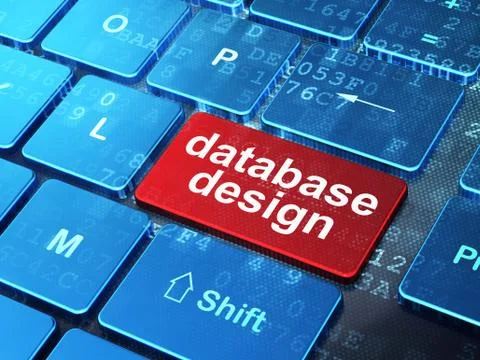 Software concept: Database Design on computer keyboard background 库存插图