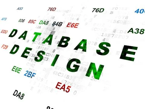 Software concept: Database Design on Digital background 库存插图