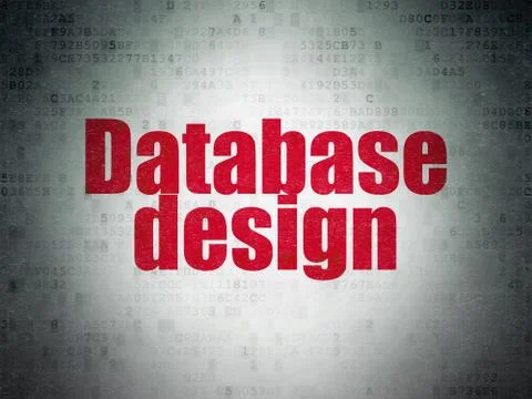 Software concept: Database Design on Digital Data Paper background 스톡 일러스트