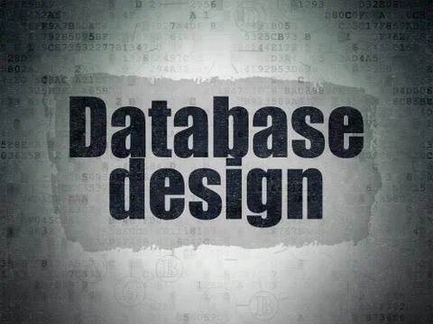 Software concept: Database Design on Digital Data Paper background Illustrazione stock