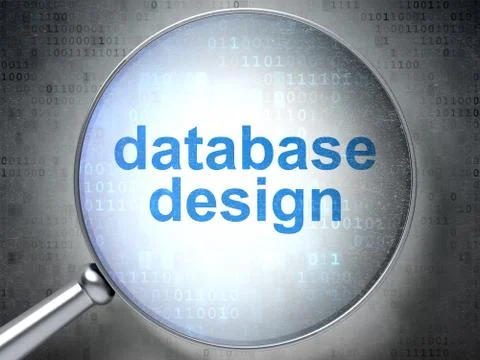Software concept: Database Design with optical glass 库存插图