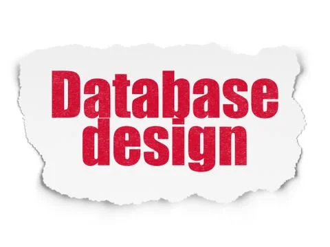 Software concept: Database Design on Torn Paper background 库存插图