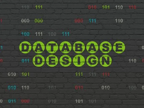Software concept: Database Design on wall background Stockillustratie