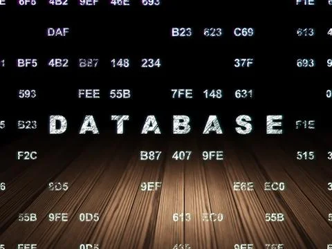 Software concept: Database in grunge dark room 스톡 일러스트