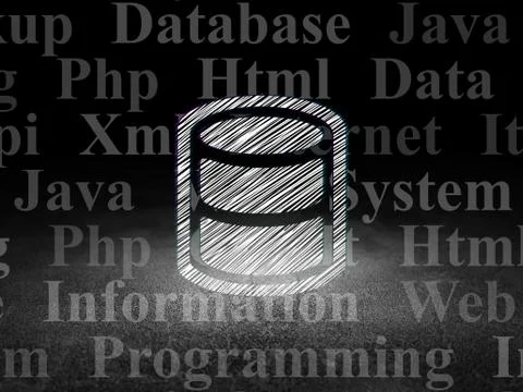 Software concept: Database in grunge dark room Illustrazione stock