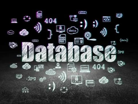 Software concept: Database in grunge dark room Illustrazione stock