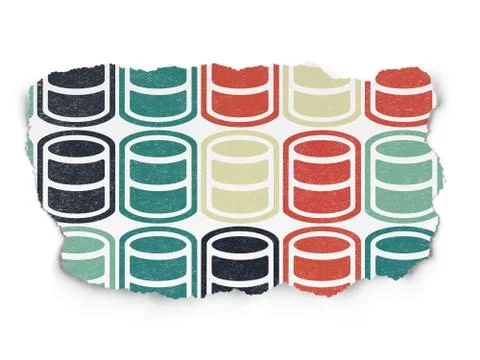 Software concept: Database icons on Torn Paper background Illustrazione stock