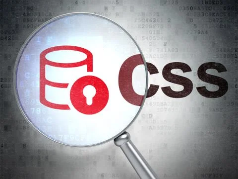 Software concept: Database With Lock and Css with optical glass Stock Illustration