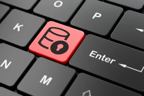 Software concept: Database With Lock on computer keyboard background Stock Illustration