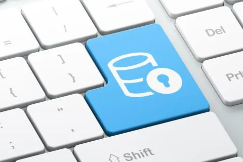 Software concept: Database With Lock on computer keyboard background Stock Illustration