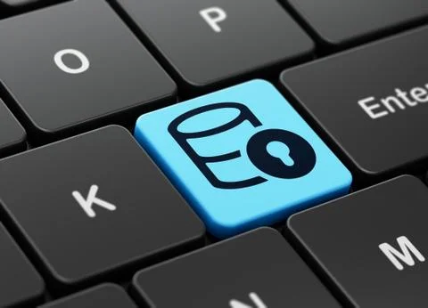 Software concept: Database With Lock on computer keyboard background Stock Illustration