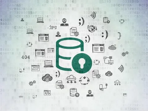 Software concept: Database With Lock on Digital Data Paper background Stock Illustration