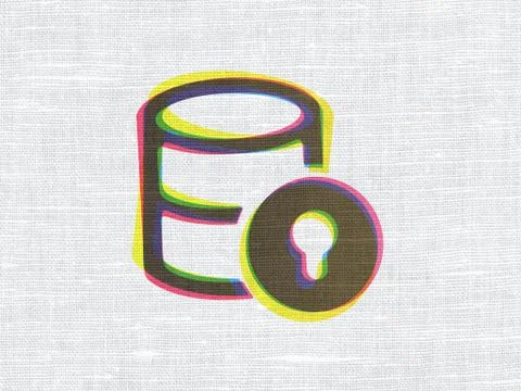 Software concept: Database With Lock on fabric texture background Stock Illustration