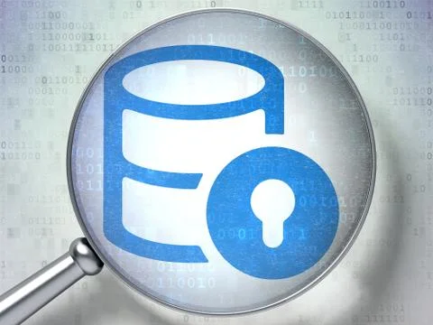 Software concept: Database With Lock with optical glass on digital background 库存插图
