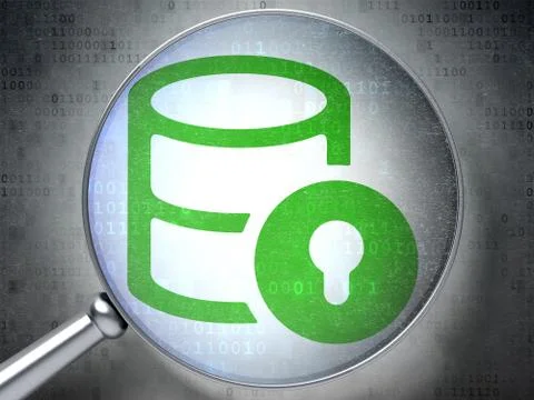 Software concept: Database With Lock with optical glass on digital background イラスト素材