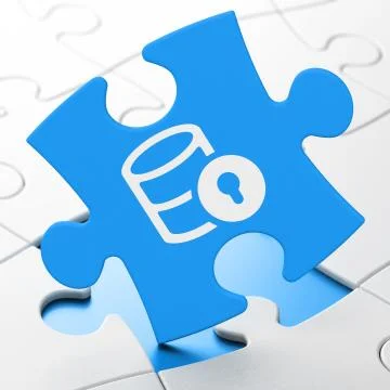 Software concept: Database With Lock on puzzle background Stock-Illustration