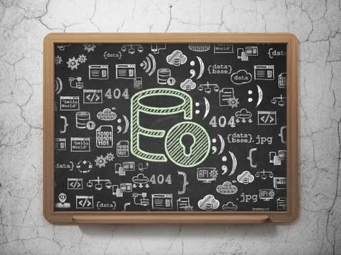 Software concept: Database With Lock on School Board background Stock Illustration
