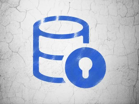 Software concept: Database With Lock on wall background Stock-Illustration