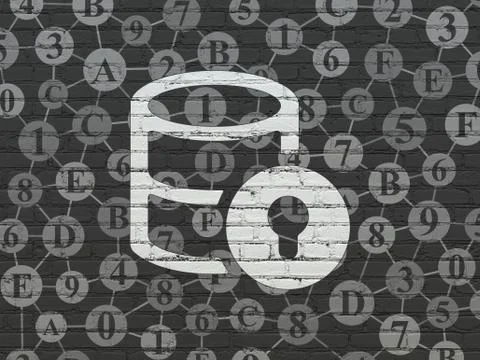 Software concept: Database With Lock on wall background イラスト素材