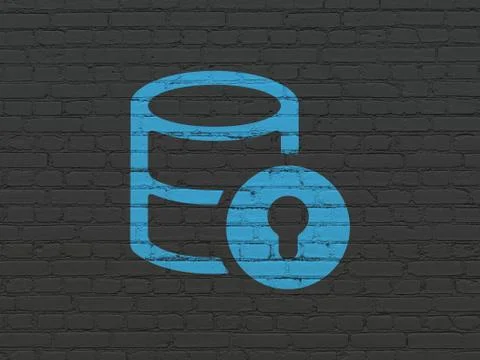 Software concept: Database With Lock on wall background Stock-Illustration