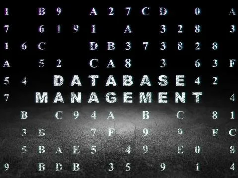 Software concept: Database Management in grunge dark room イラスト素材