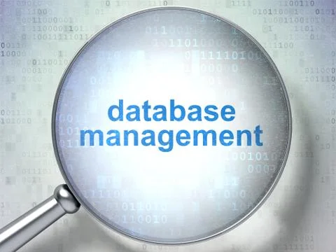 Software concept: Database Management with optical glass Stock-Illustration
