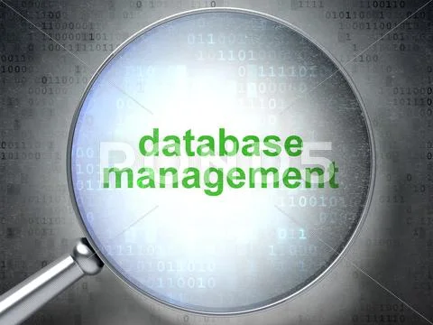 Software concept: Database Management with optical glass 스톡 일러스트