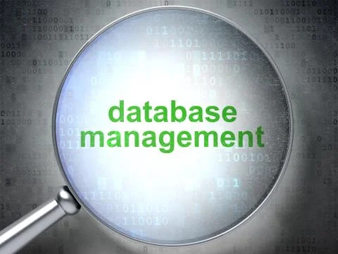 Software concept: Database Management with optical glass Stock-Illustration