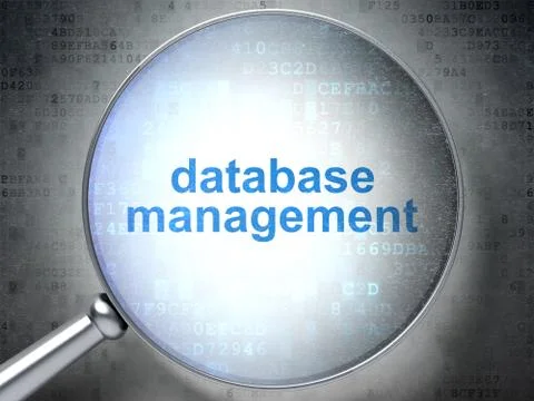 Software concept: Database Management with optical glass 스톡 일러스트