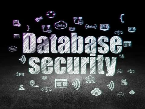 Software concept: Database Security in grunge dark room Stock Illustration