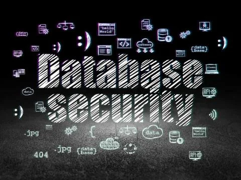 Software concept: Database Security in grunge dark room Stock Illustration