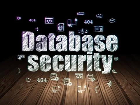 Software concept: Database Security in grunge dark room Stock Illustration