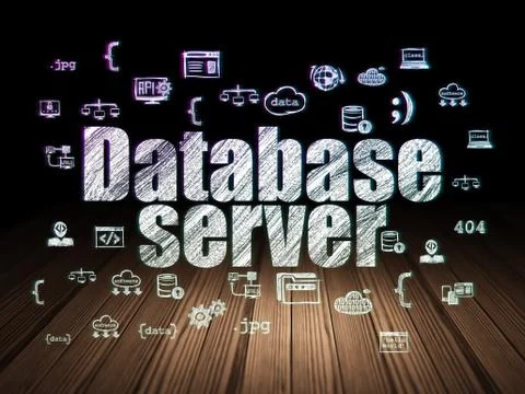 Software concept: Database Server in grunge dark room Stock Illustration