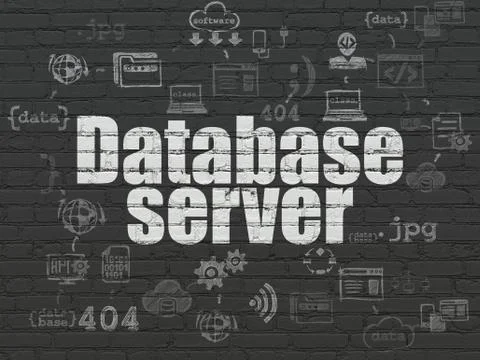 Software concept: Database Server on wall background Stock Illustration