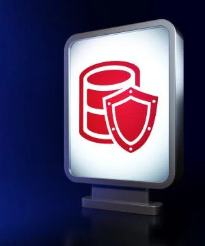 Software concept: Database With Shield on billboard background Stock-Illustration